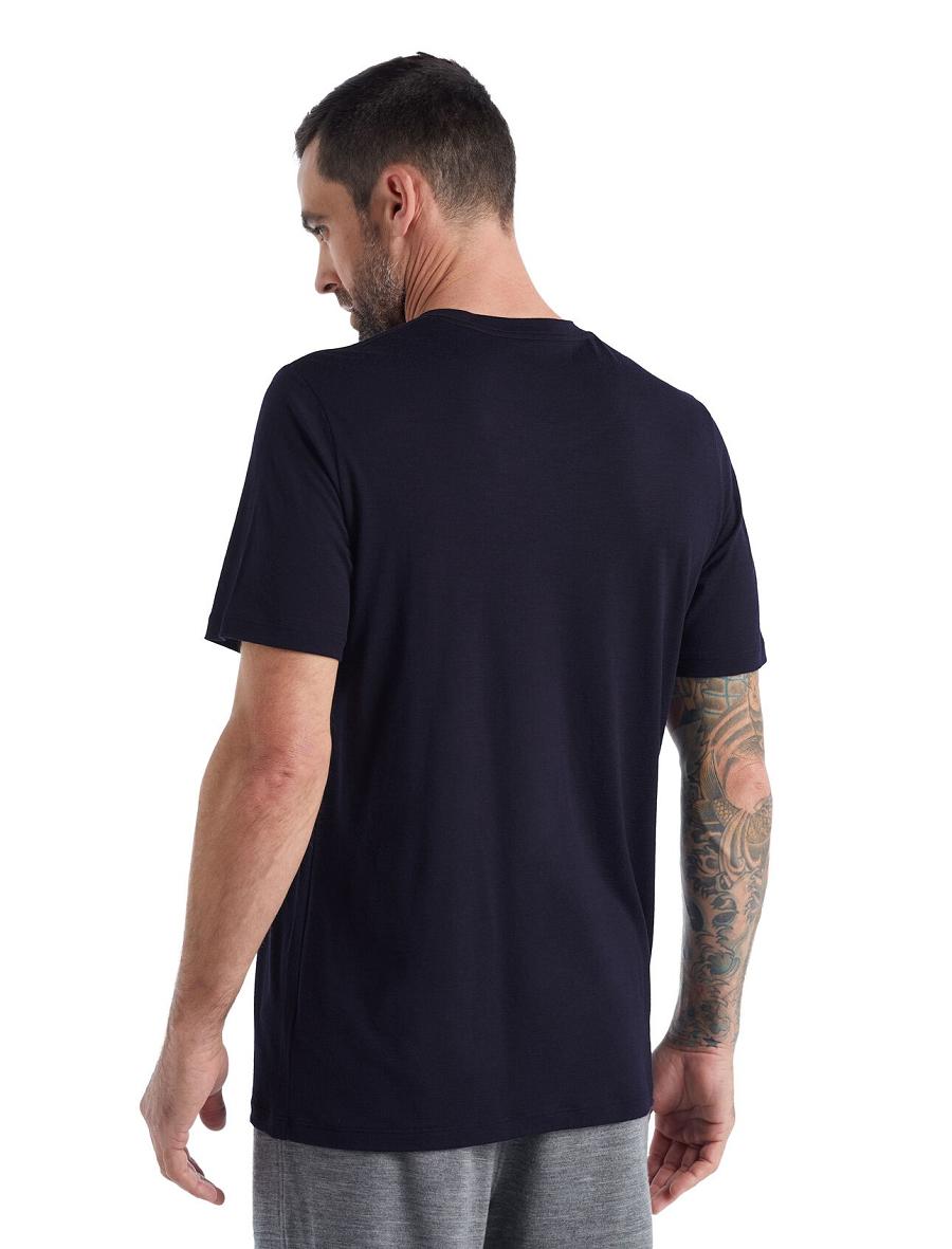 Midnight Navy Men's Icebreaker Merino Tech Lite II Short Sleeve Tee T Shirts | USA 1166ZUTG